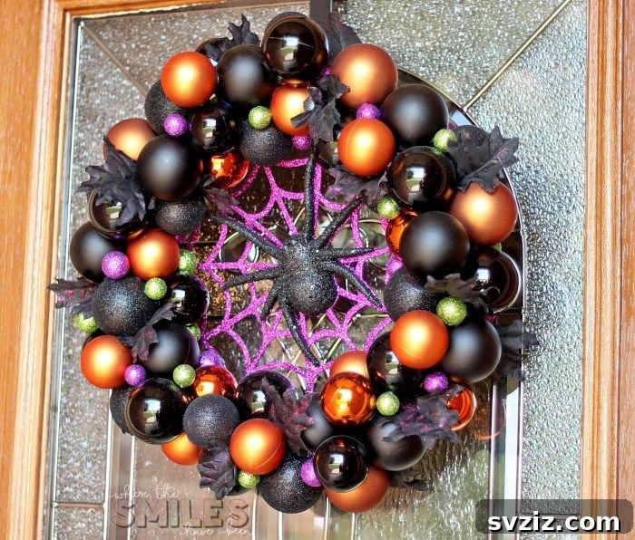 DIY Halloween Ornament Wreath for Front Door
