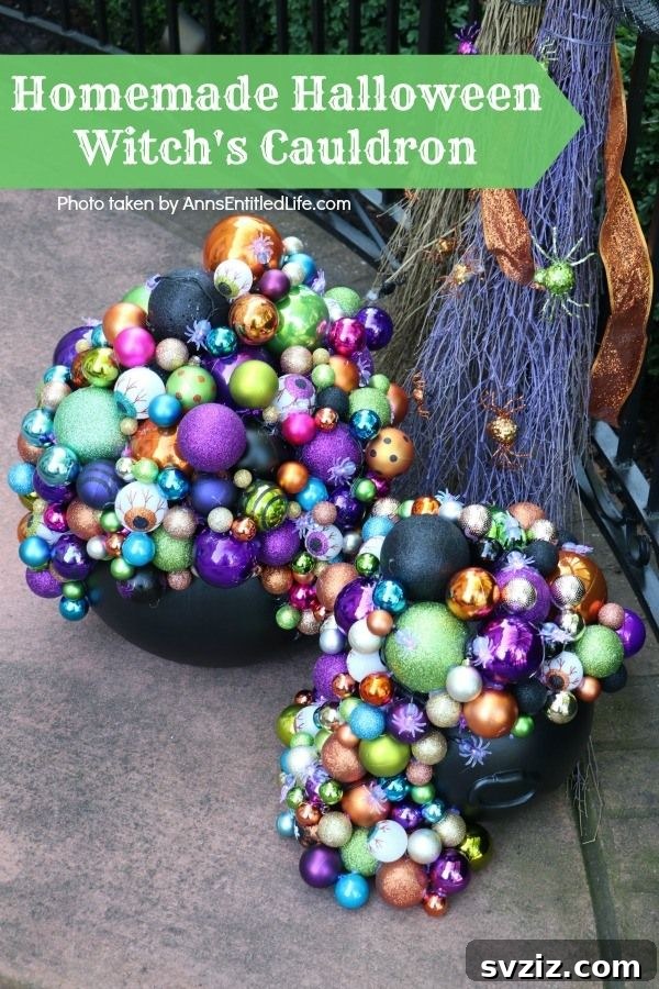 DIY Overflowing Witches’ Cauldron Halloween Decor