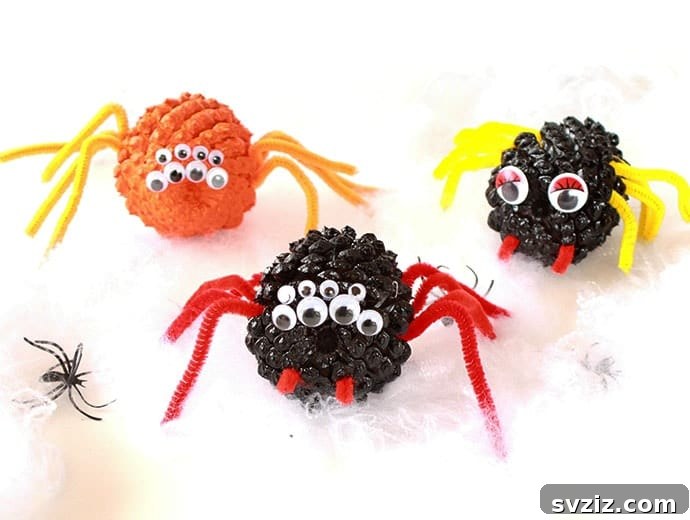 Effortless Halloween Creations for Little Ones 15 Creative Pine Cone Spiders Craft