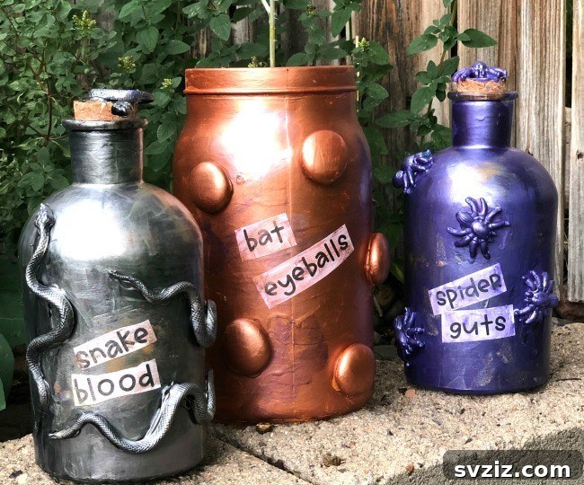 20 Spooktacular Halloween Decorating Ideas 13 DIY Witch's Spell Jars for Halloween Decor