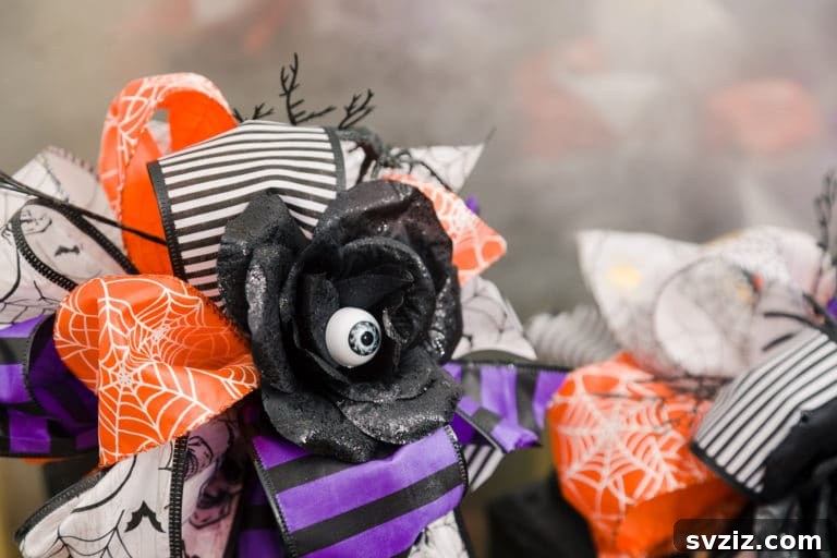20 Spooktacular Halloween Decorating Ideas 21 DIY Fabric One-Eyed Flowers for Spooky Halloween Decor