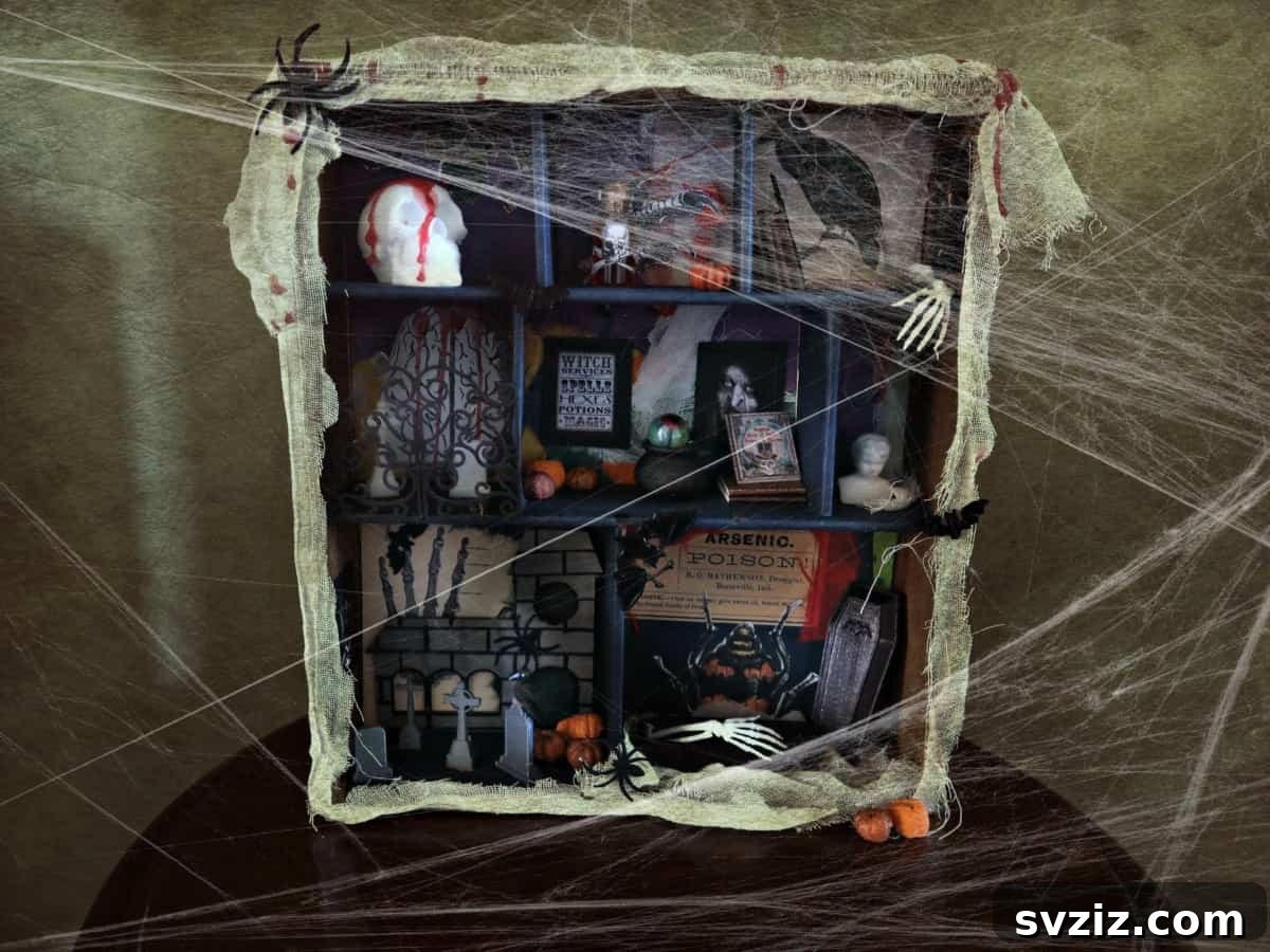 20 Spooktacular Halloween Decorating Ideas 5 DIY Creepy Shadow Box Display for Halloween