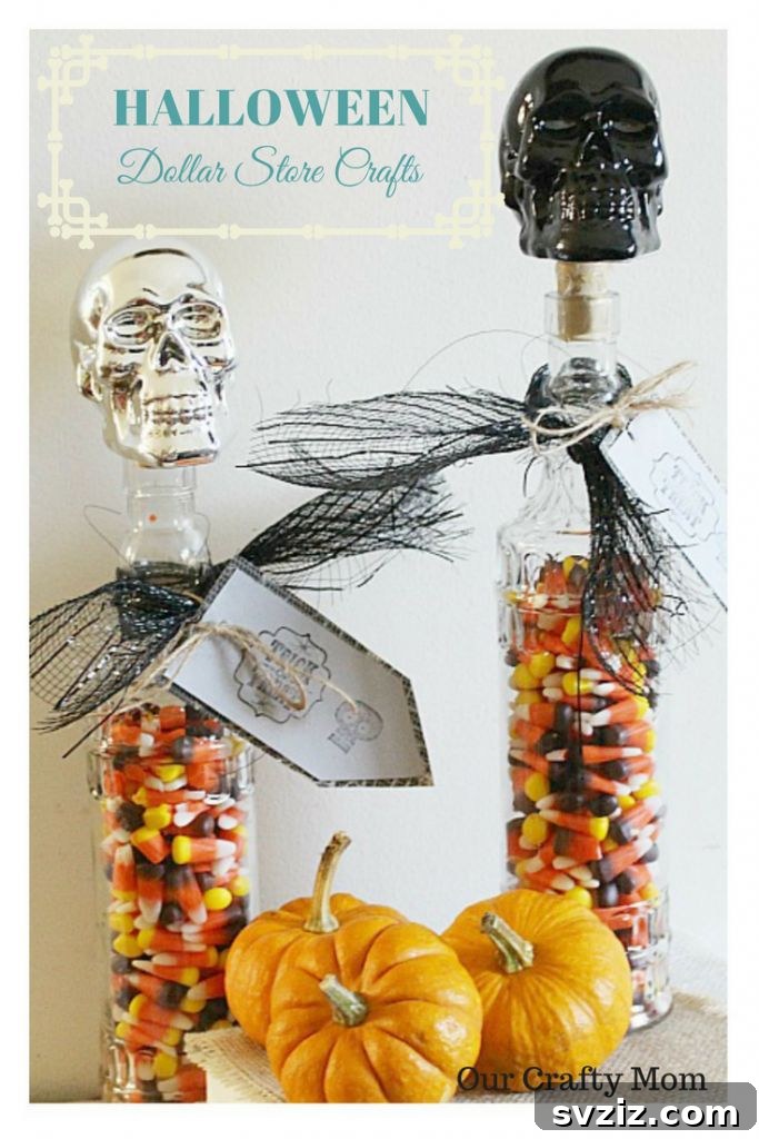 20 Spooktacular Halloween Decorating Ideas 7 DIY Skull Treat Jars for Halloween Candy