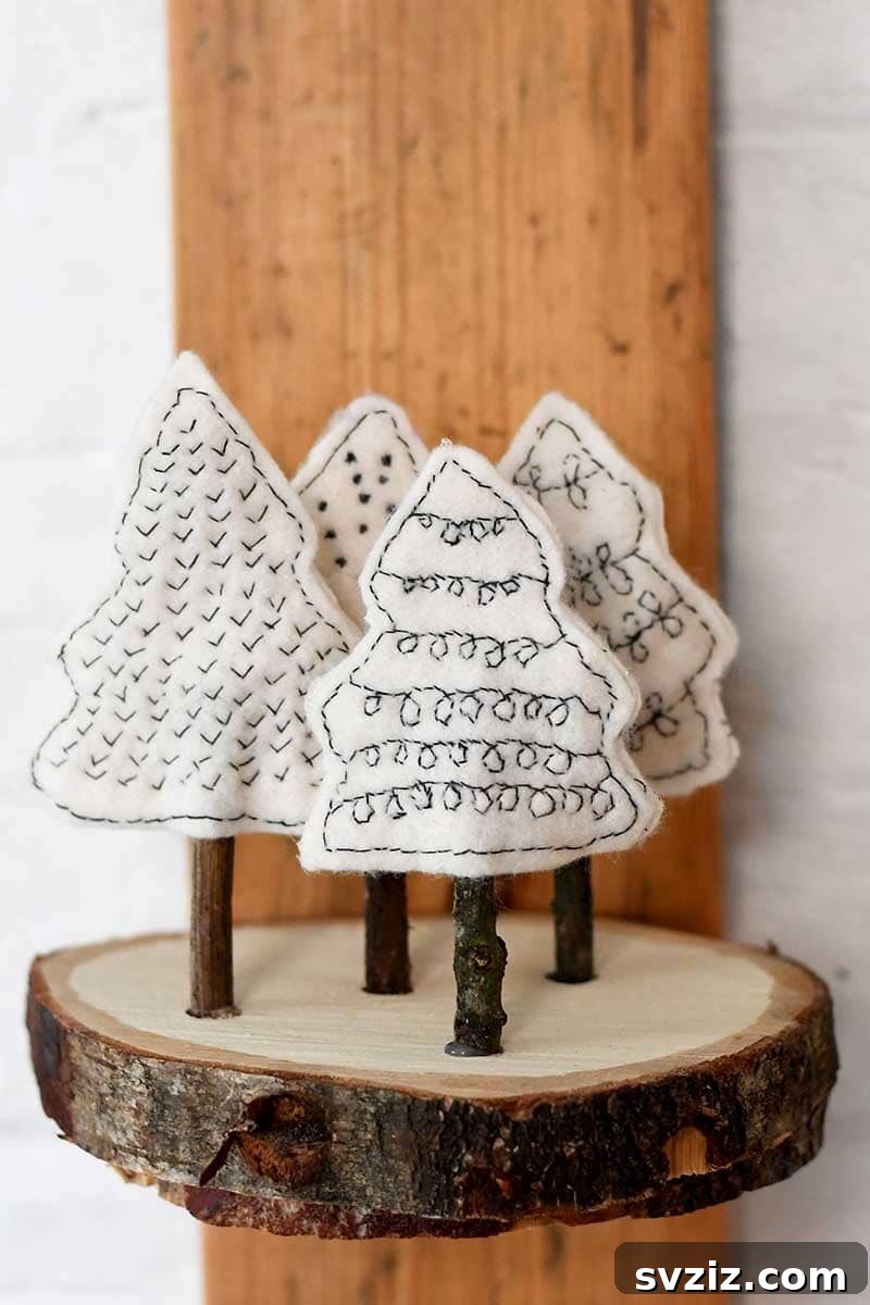 20 Effortless Christmas Projects for Adults 13 Minimalist Scandi Felt Christmas Forest decor