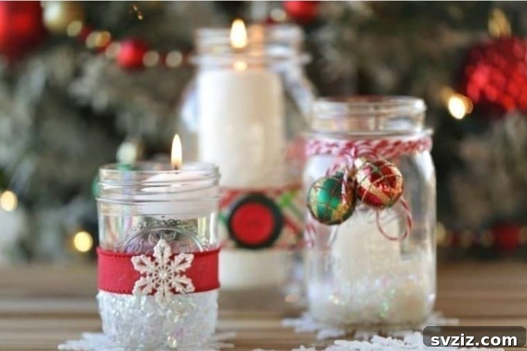 20 Effortless Christmas Projects for Adults 17 Festive Mason Jar Christmas Candles, easy DIY decor