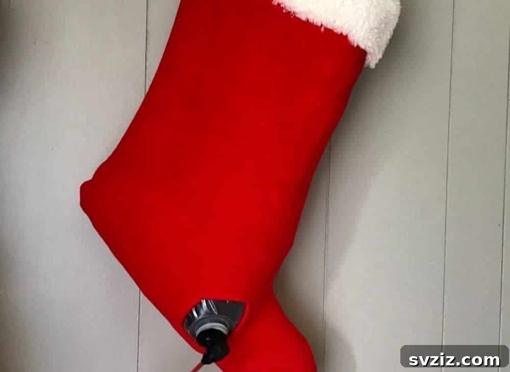 20 Effortless Christmas Projects for Adults 5 DIY Christmas Stocking Wine Dispenser, a fun adult craft