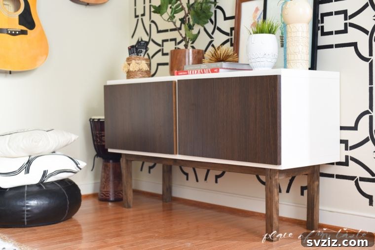 20 Ingenious IKEA TV Stand Upgrades 13 BESTA with wooden doors