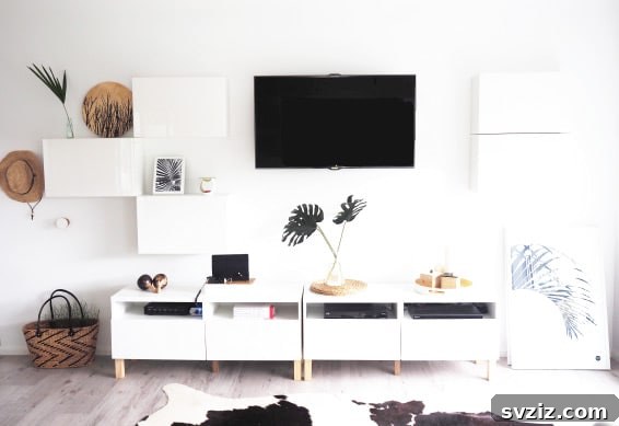 20 Ingenious IKEA TV Stand Upgrades 14 BESTA unit with legs
