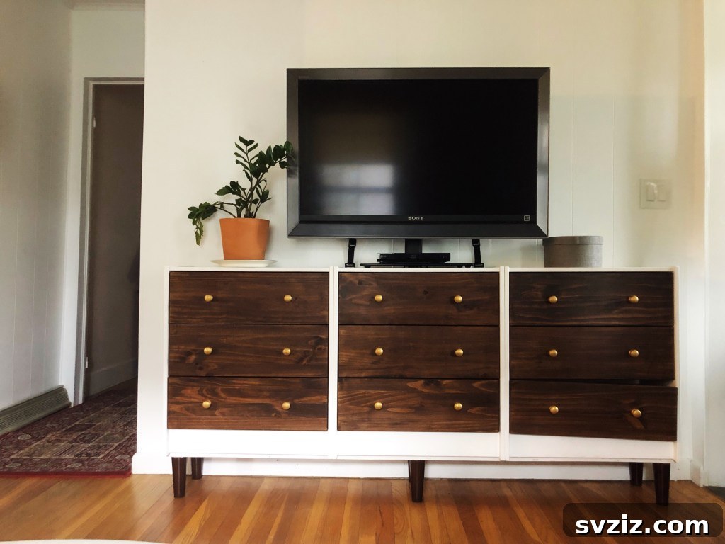20 Ingenious IKEA TV Stand Upgrades 20 stained RAST dressers