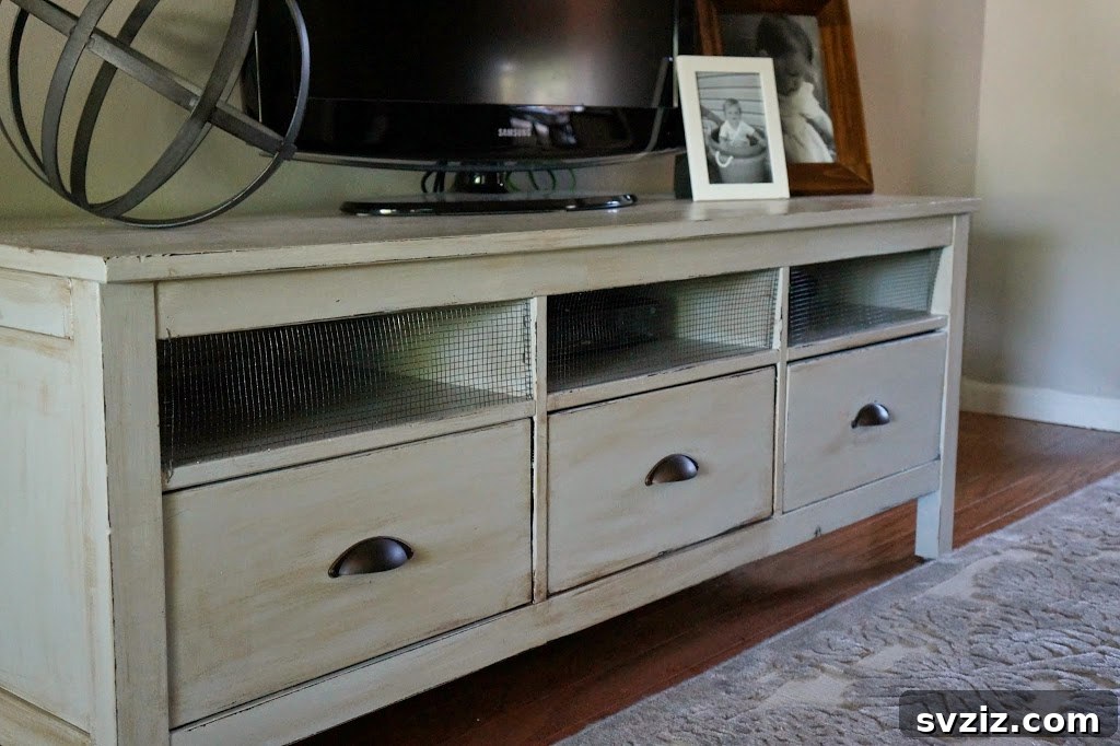 20 Ingenious IKEA TV Stand Upgrades 6 farmhouse media unit