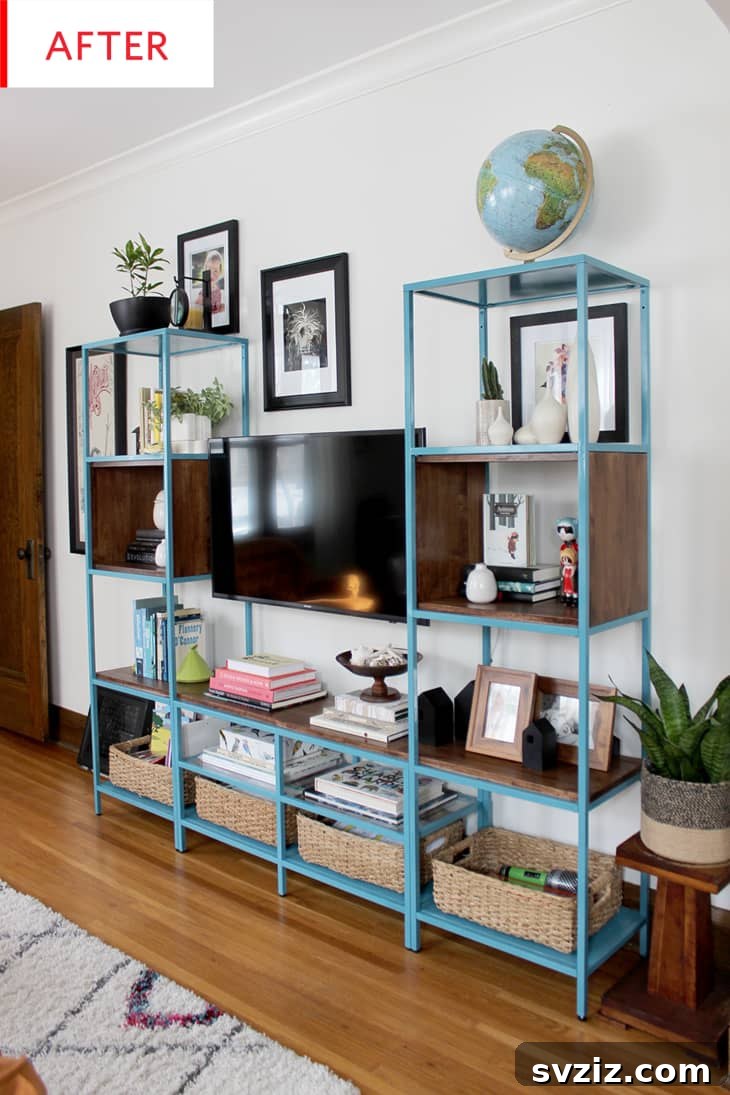 20 Ingenious IKEA TV Stand Upgrades 9 blue VITTSJO