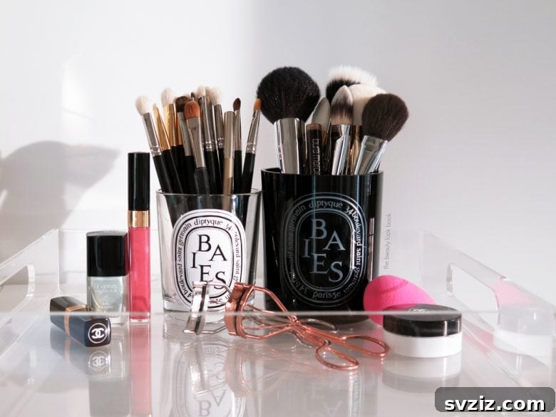DIY Makeup Brush Storage with Candle Holders