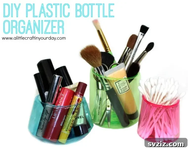 DIY Plastic Bottle Organizer for Makeup