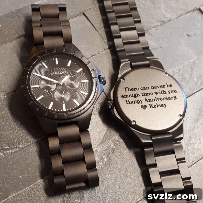 engraved wood watch