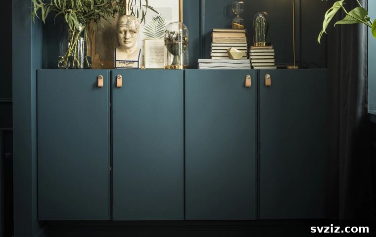 Custom dark floating IVAR cabinets