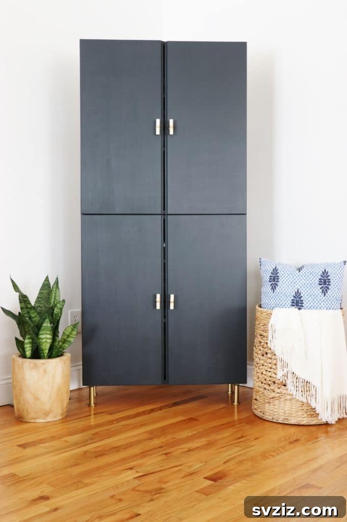 Stacked IVAR library cabinets with ladder