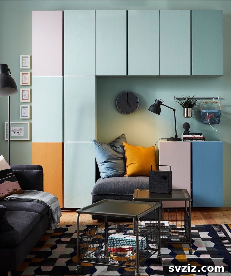 Colorful corner IVAR study alcove