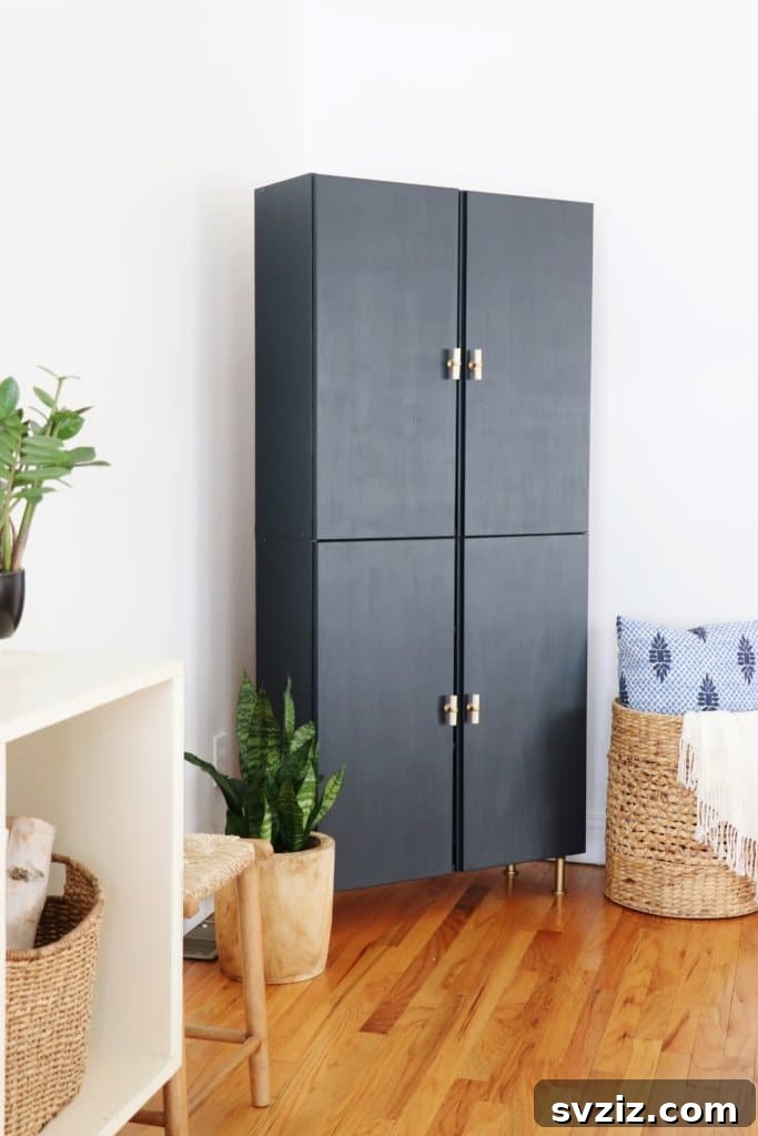 Modern gray and gold IVAR storage