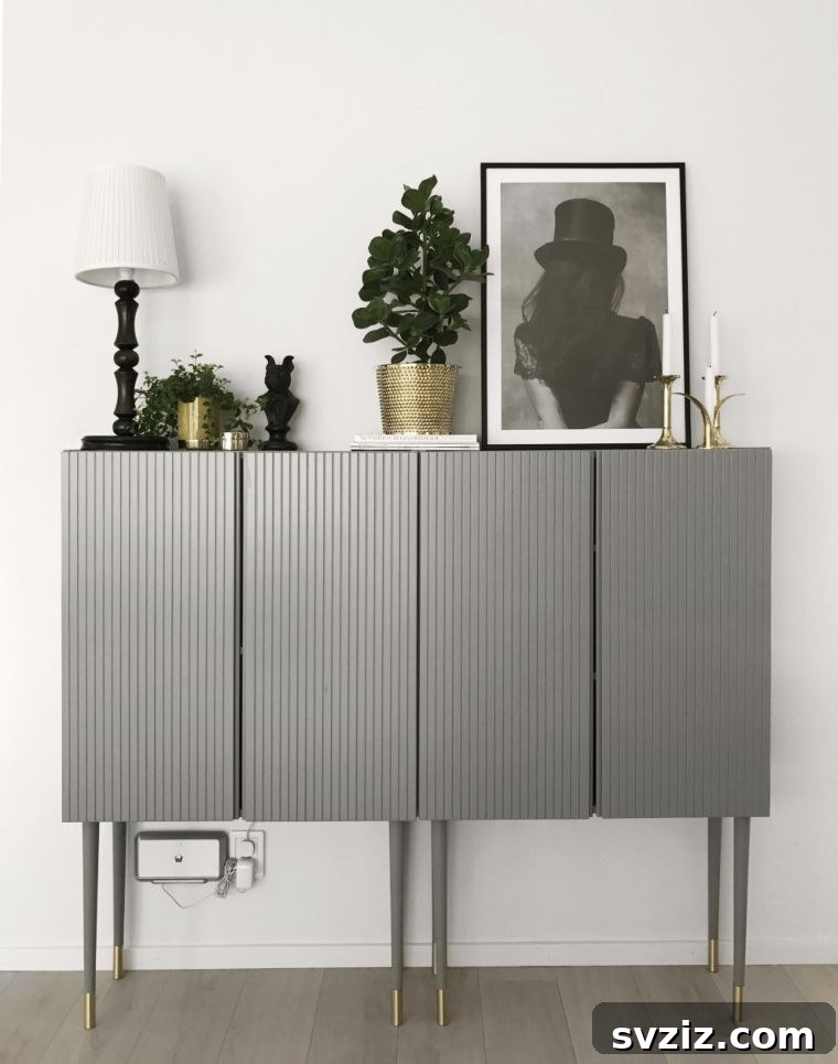 Sleek grey minimalist IVAR shelving
