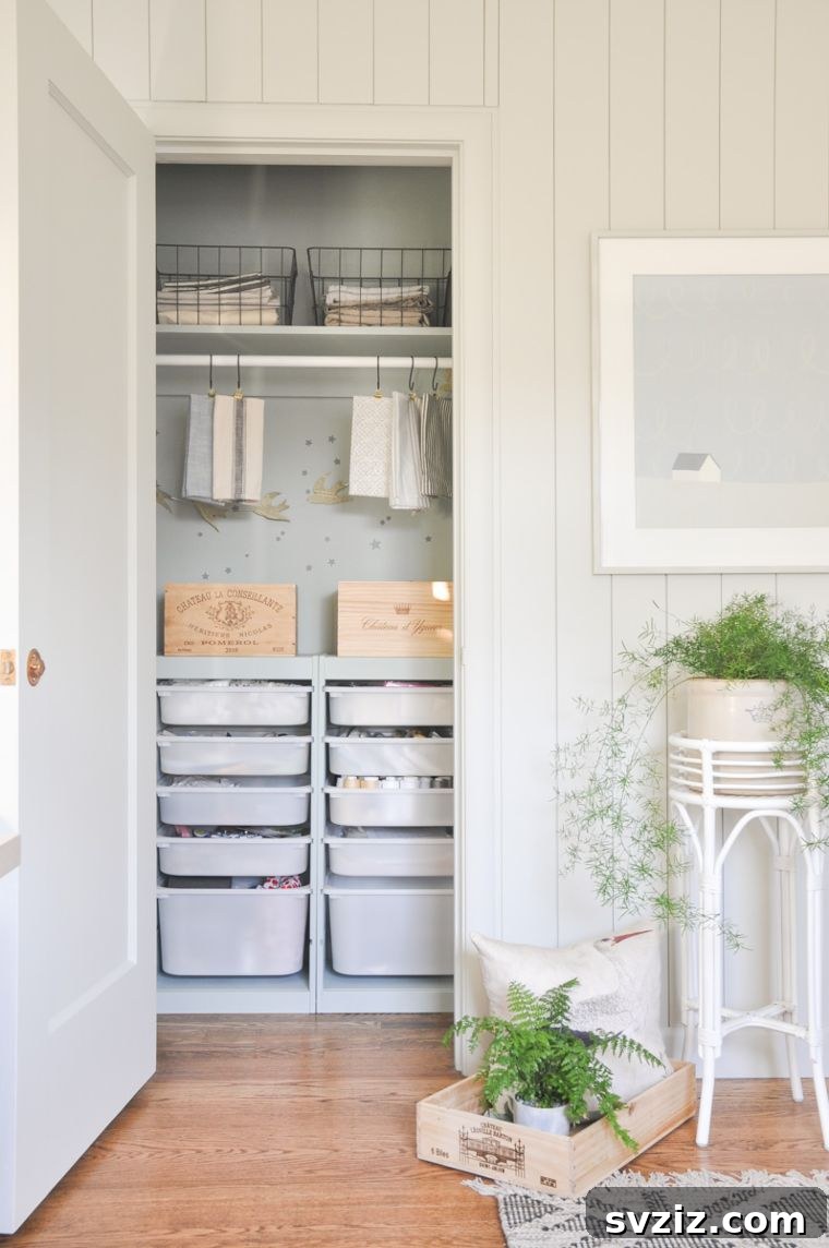 IKEA Trofast storage units integrated into a closet makeover