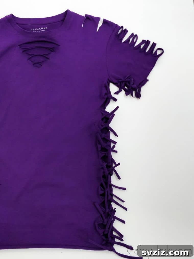 No-Sew T-Shirt Makeover 21 close up of shirt