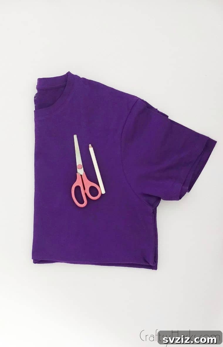 No-Sew T-Shirt Makeover 5 folded shirt with supplies
