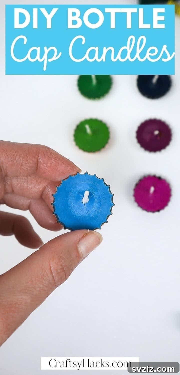 Bottle Cap Tealight Creations 16 A large close-up of a colorful DIY Bottle Cap Candle, demonstrating the potential for creative design.