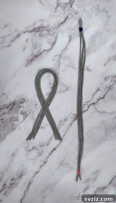 strings tied with elastics