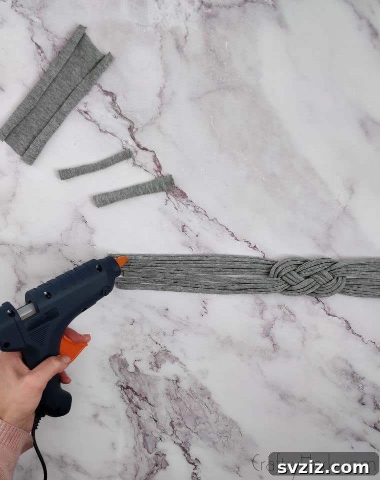 glue gun in hand
