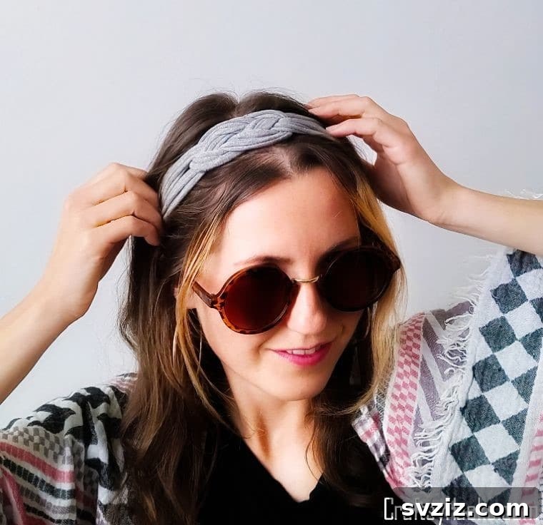 woman wearing grey headband