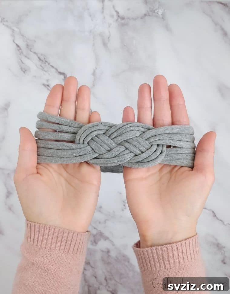 holding completed headband