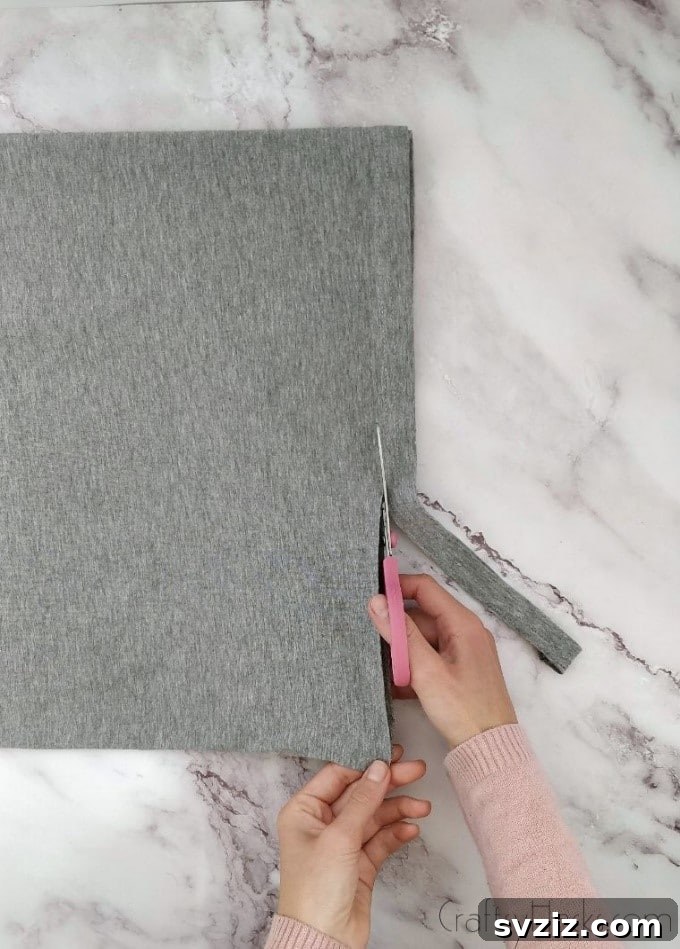 folded tshirt with cut