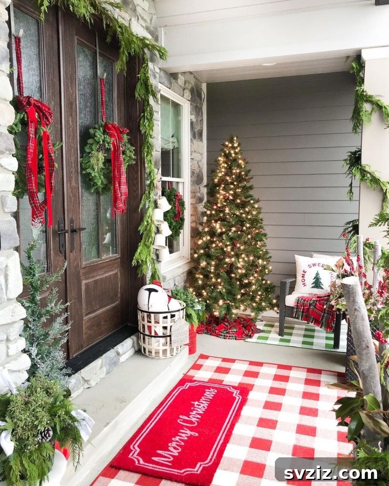 Buffalo plaid porch