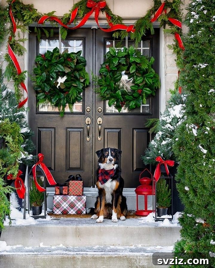 Green wreath porch