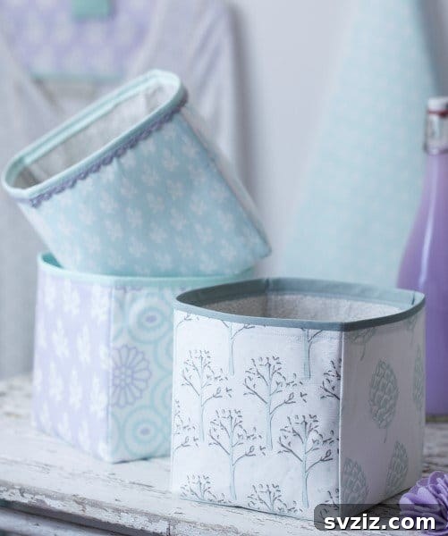 Stitch Away the Clutter: 15 Sewing Projects for Organization 3 Fabric Storage Cubes for Home Organization