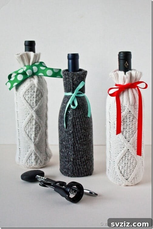 Crafty Christmas: 20 Handmade Gifts for Your Nearest and Dearest 11 DIY Sweater Sleeve Wine Gift Bags