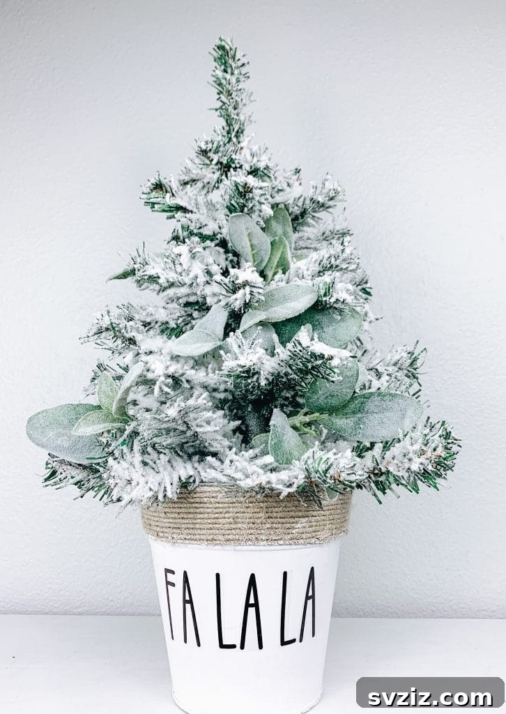 DIY Dollar Store Christmas Tree with flocking
