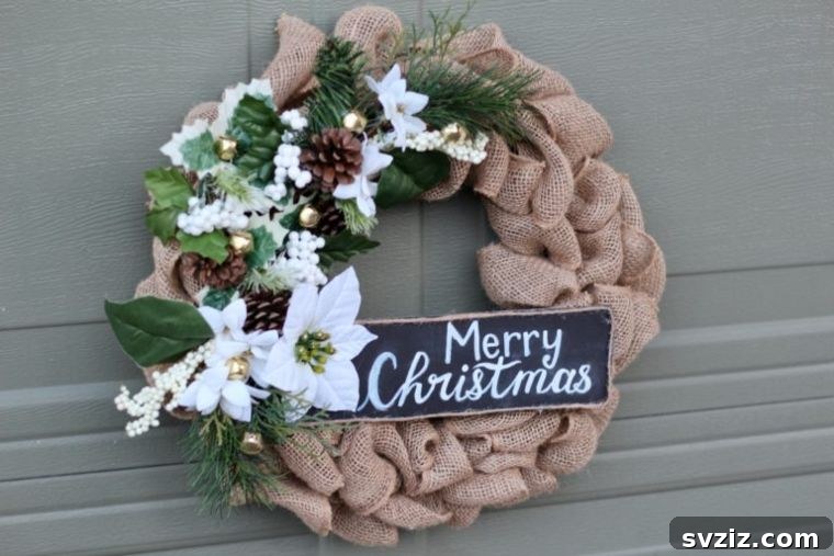DIY Burlap Christmas Wreath for farmhouse decor
