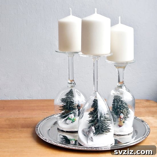 DIY Wine Glass Dioramas for Christmas