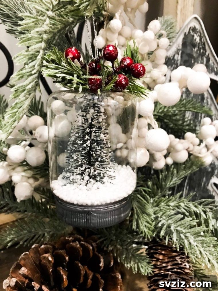 Dollar Tree Bottlebrush Snow Globe Tree Ornaments