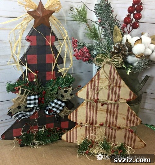 DIY Dollar Store Plaid Christmas Trees