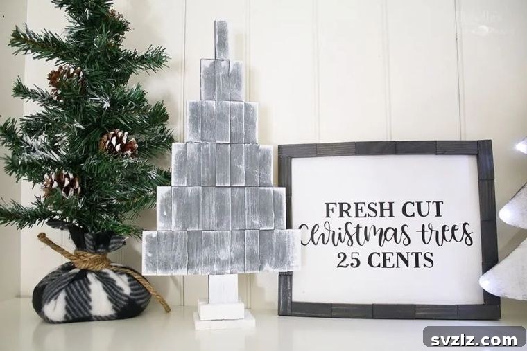 Ultra-Cheap Rustic Block Christmas Tree from Dollar Tree blocks