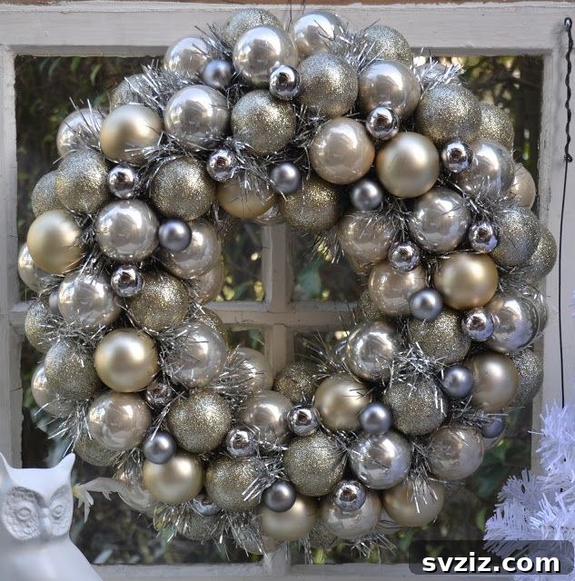Farmhouse Metallic Ornament Wreath DIY