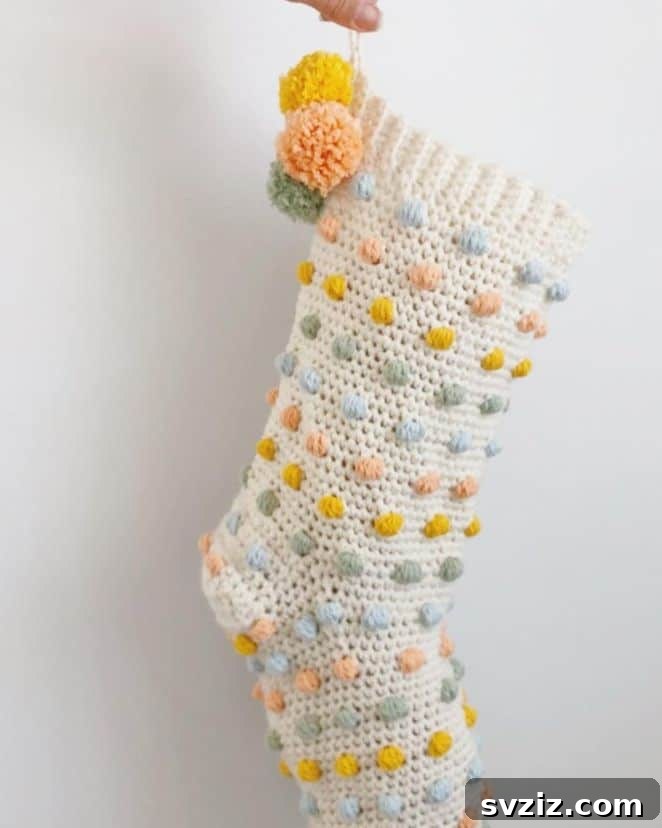 Dotted crochet stocking