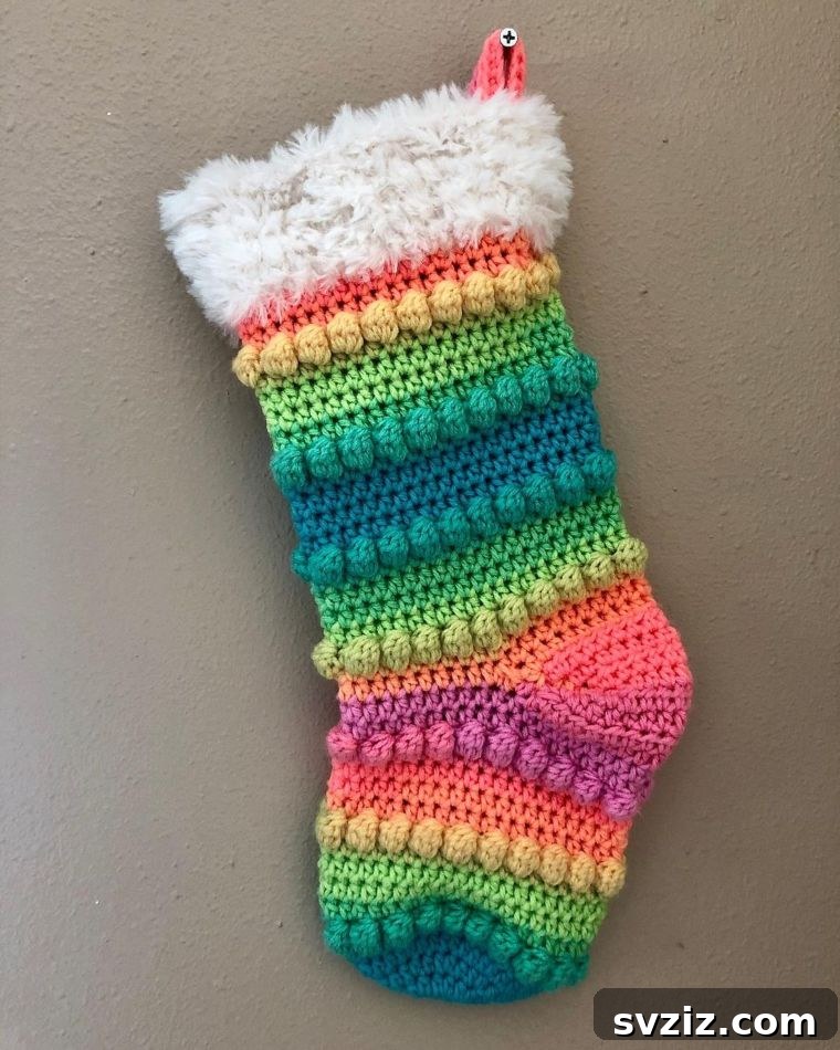 Rainbow Boho Crochet Stocking