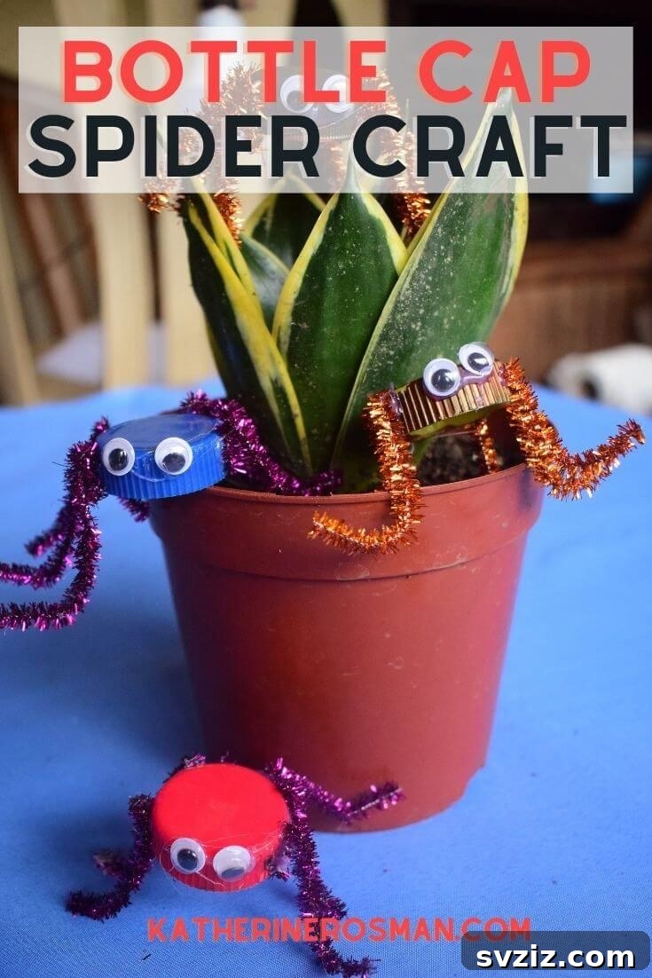 Spin a Web of Wonder: Spider Crafts for Your Little Bug Enthusiast 13 Cute spiders made from recycled bottle caps and pipe cleaners, a fun and sustainable kids' craft.