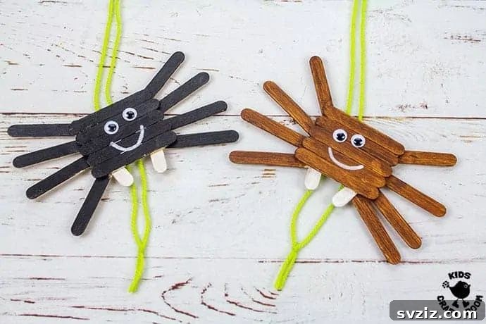 Spin a Web of Wonder: Spider Crafts for Your Little Bug Enthusiast 15 Colorful climbing spiders made from popsicle sticks, a creative and sustainable craft for kids.