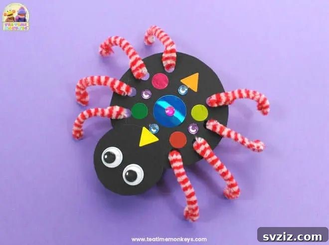 Spin a Web of Wonder: Spider Crafts for Your Little Bug Enthusiast 16 A simple paper spider craft with pipe cleaner legs, designed to look like it's crawling.