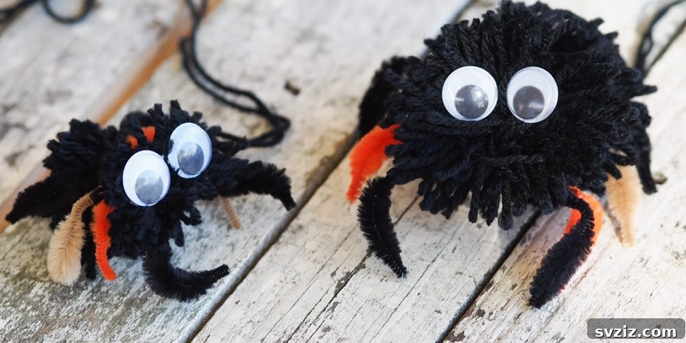 Spin a Web of Wonder: Spider Crafts for Your Little Bug Enthusiast 8 Soft and fluffy spider pom poms with googly eyes, an easy craft that can be made in just 5 minutes.