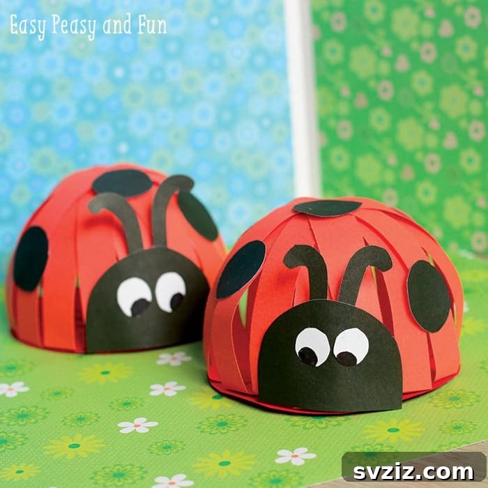Adorable Paper Ladybug Dome Craft
